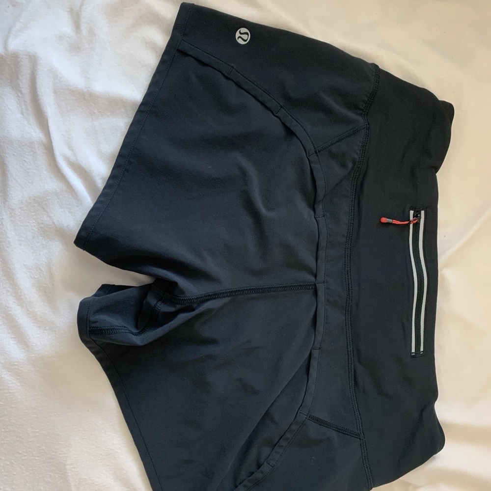 Lululemon Zipper Back Black Running Shorts